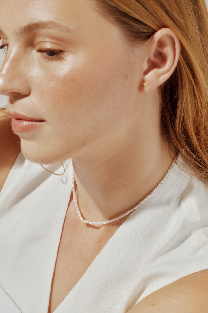 June 14k Gold Verneil Star Charm Pearl Necklace