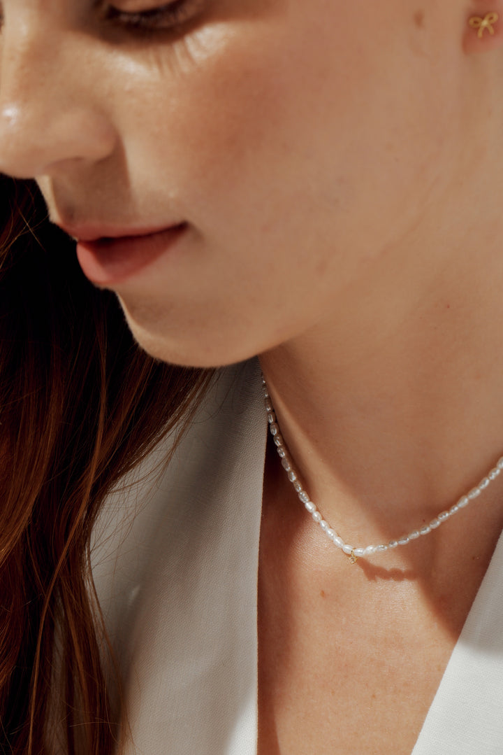 June 14k Gold Verneil Star Charm Pearl Necklace