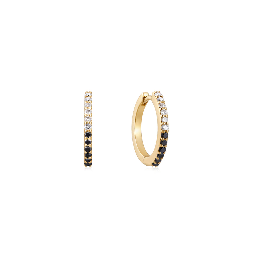 Kai Black and White CZ Pave Gold Huggie Earrings- Quill Fine Jewelry