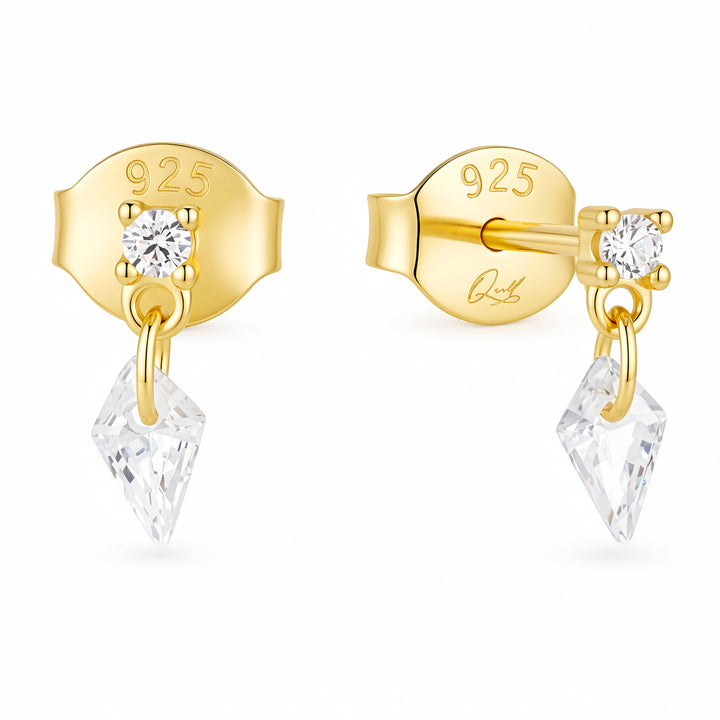 Lumi 14K gold vermeil white CZ geometric drop stud earrings