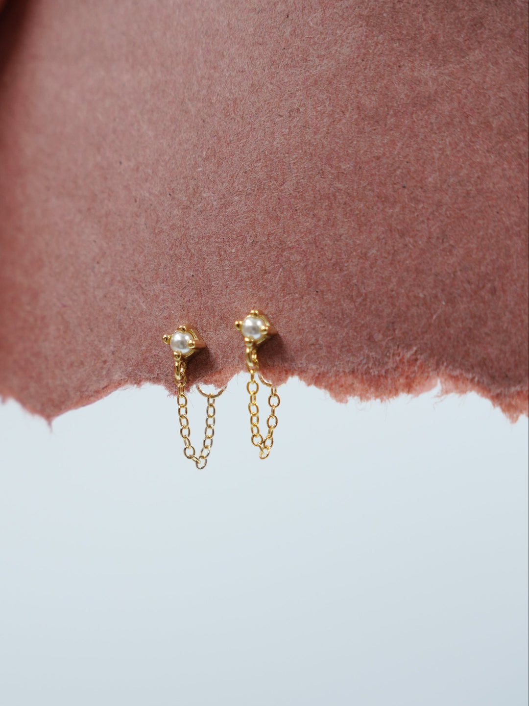 Margo Pearl 14k Gold Vermeil Chain Stud Earrings