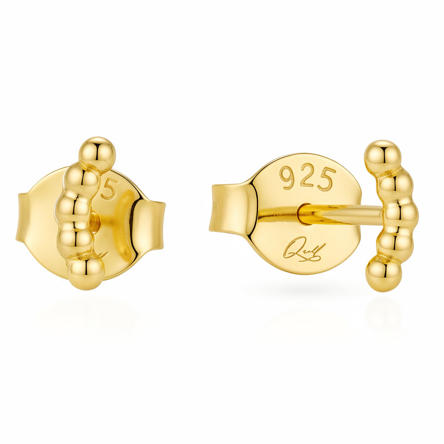 Mila Arc 14K gold vermeil beaded stud earrings with curved silhouette