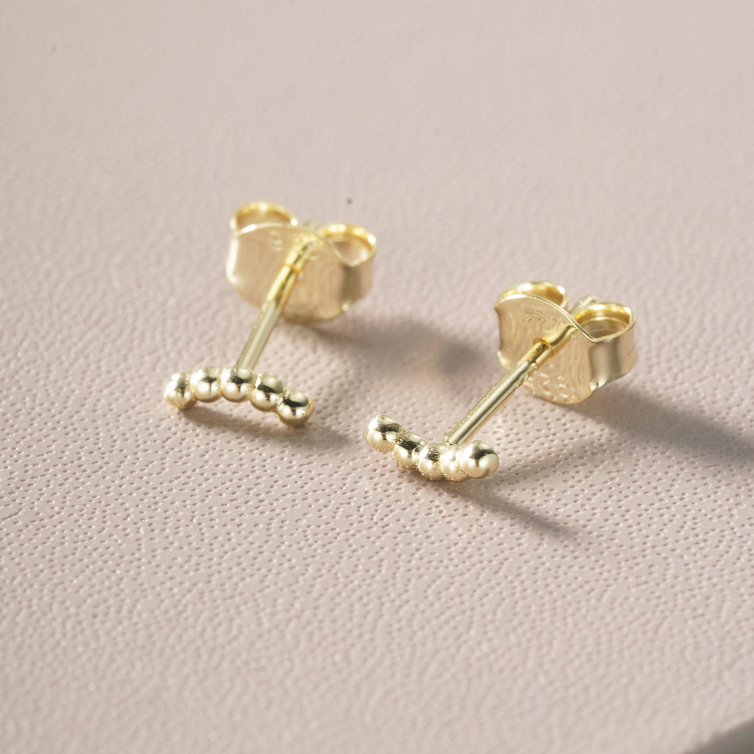 Mila Arc 14K gold vermeil beaded stud earrings with curved silhouette