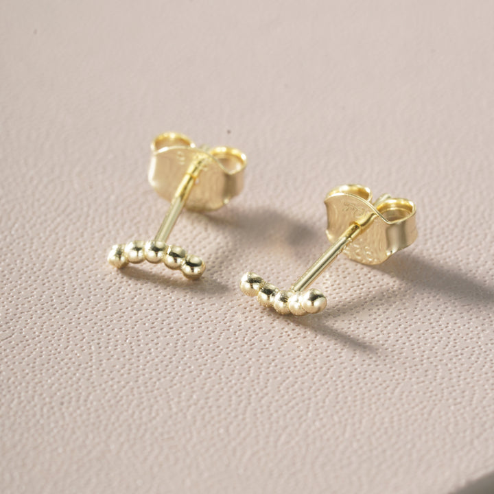 Mila Arc 14K gold vermeil beaded stud earrings with curved silhouette