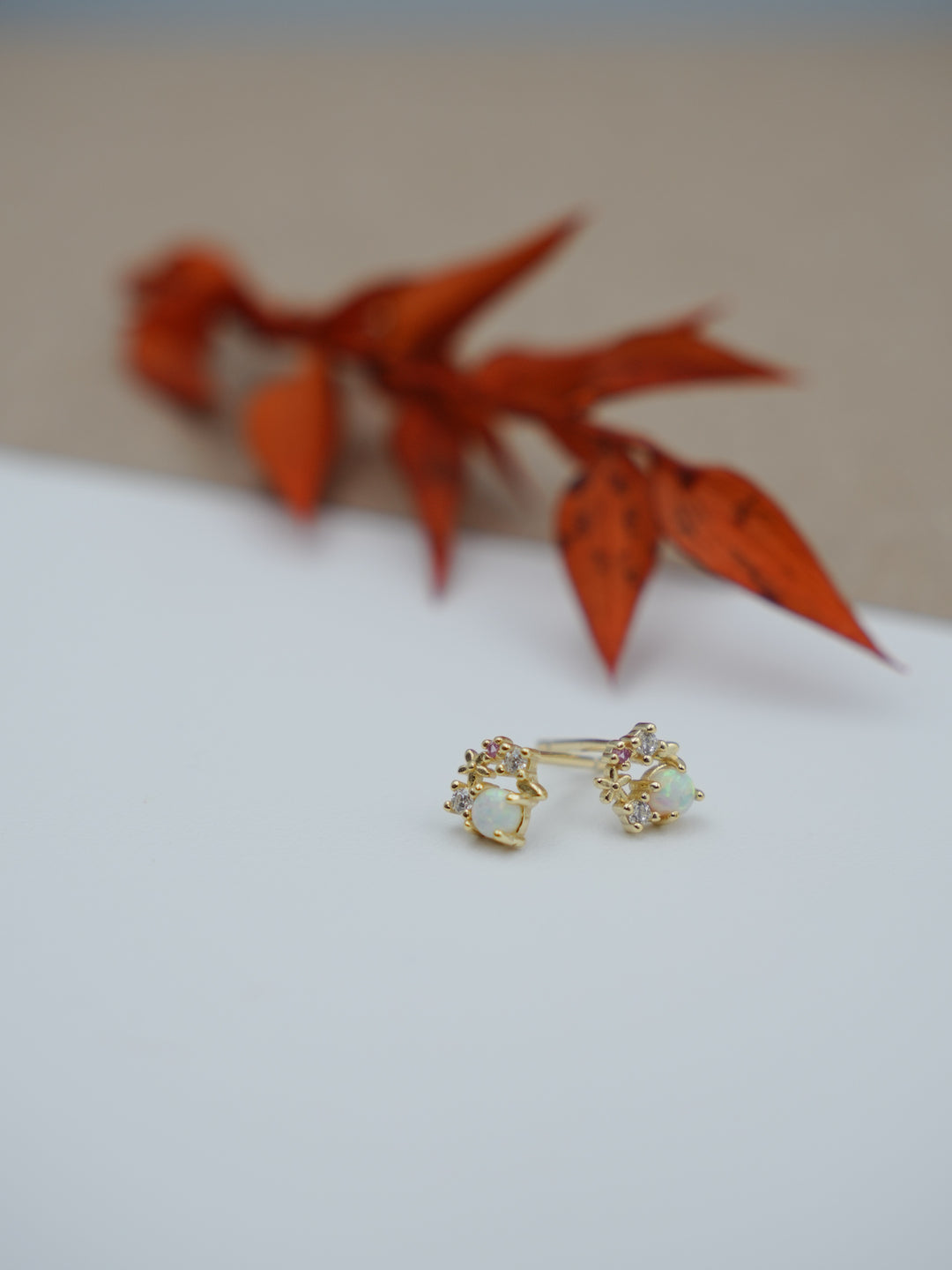 Mira Opal Floral 14k Gold Vermeil Stud Earrings