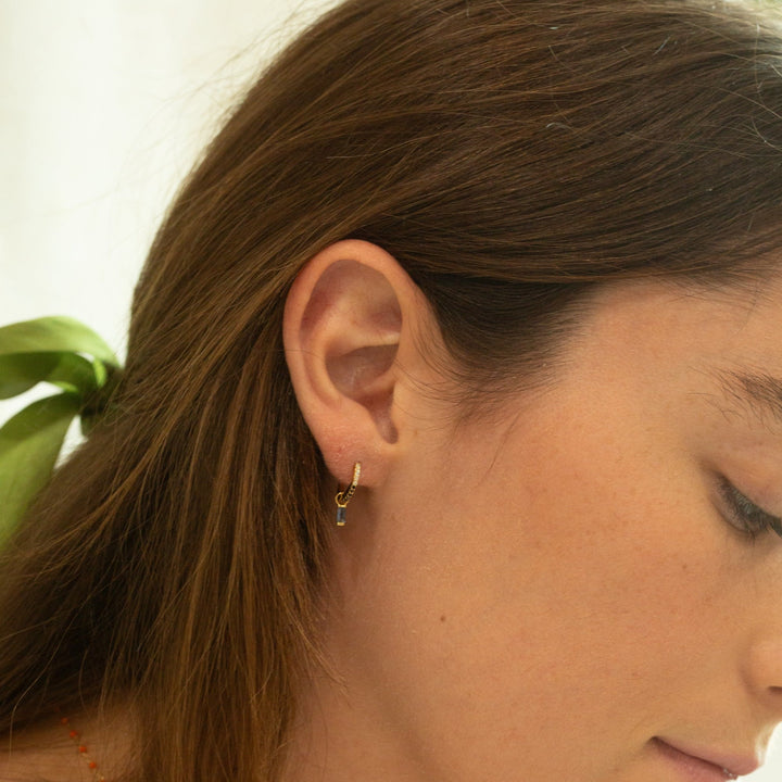 Misty Baguette Stone Gold Earring Charm-Quill Fine Jewelry
