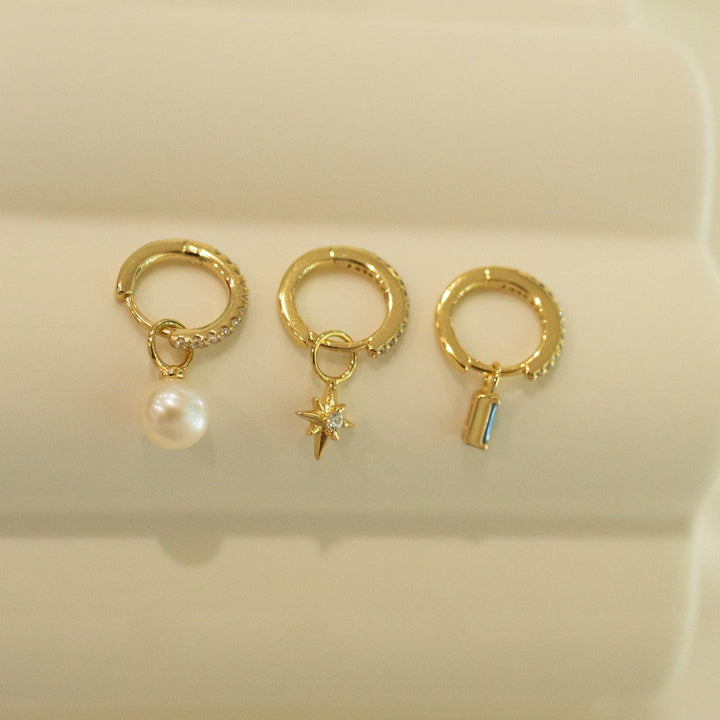 Misty Baguette Stone Gold Earring Charm-Quill Fine Jewelry