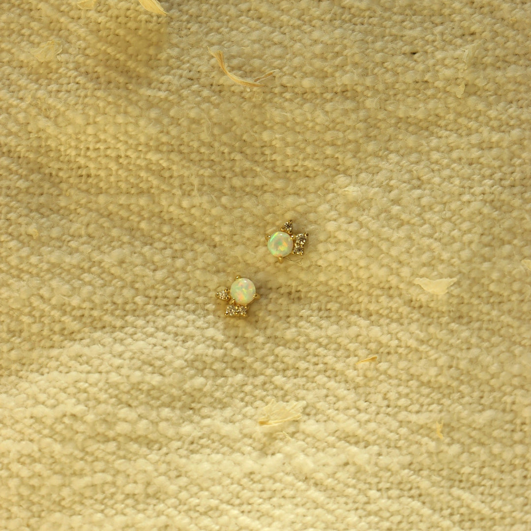 Muse 14K Gold Vermeil White Opal Stud Earrings