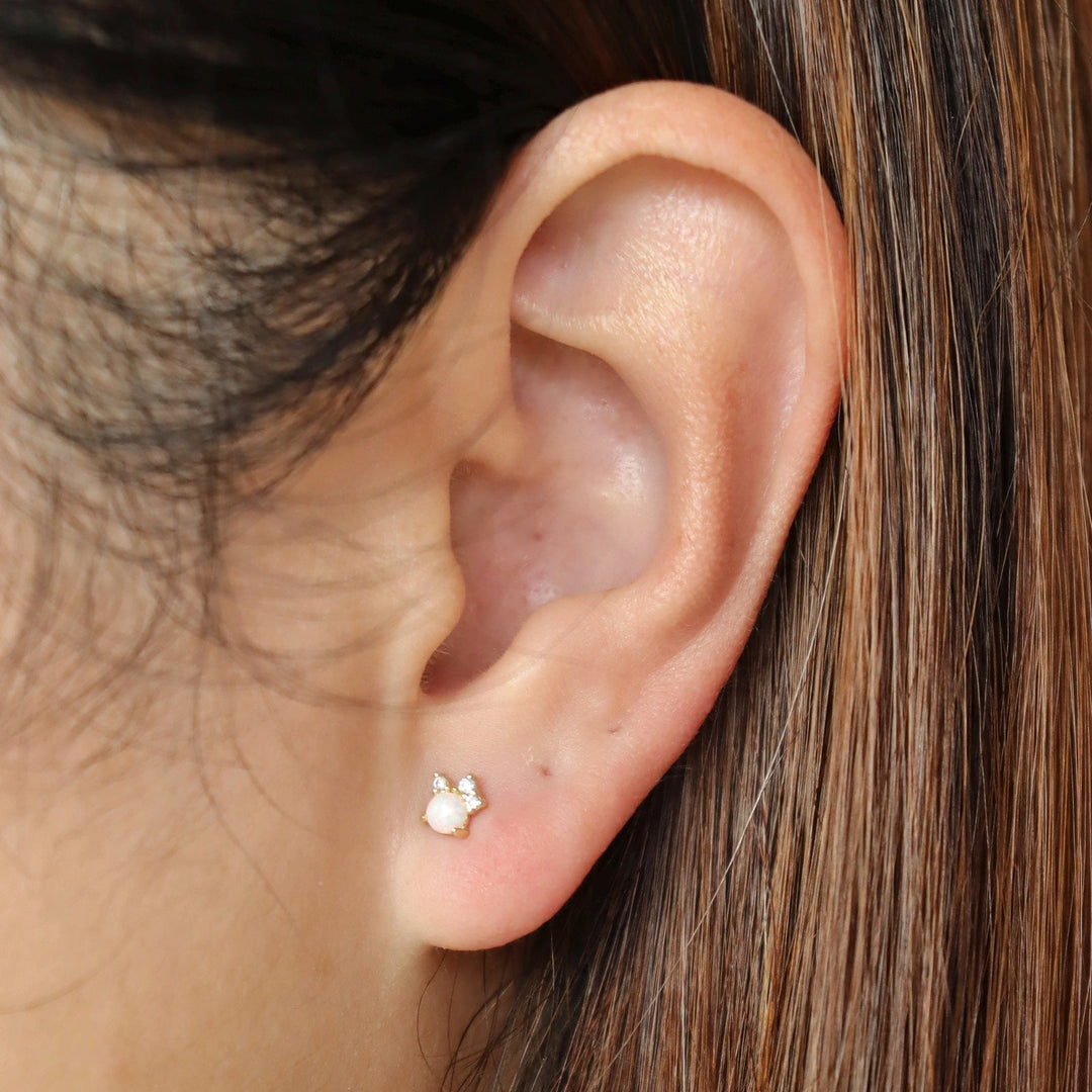Muse 14K Gold Vermeil White Opal Stud Earrings