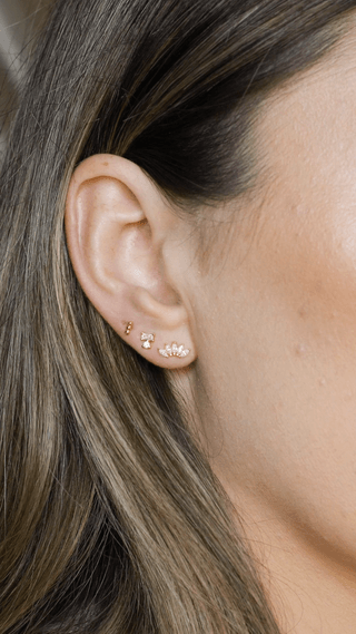 Tiny Triple Ball Stud Earrings- Quill Fine Jewelry