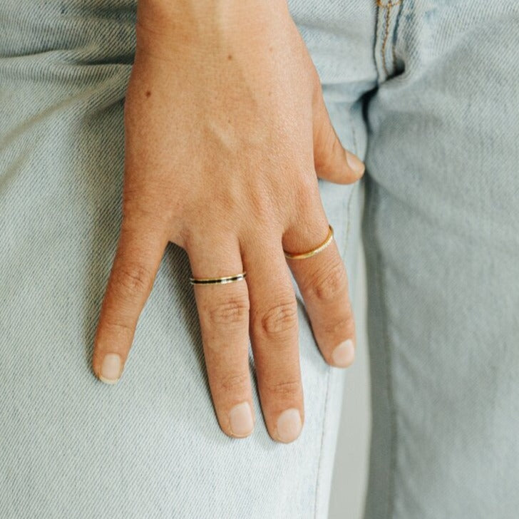 Thin CZ Minimalist Gold Ring- Quill Fine Jewelry