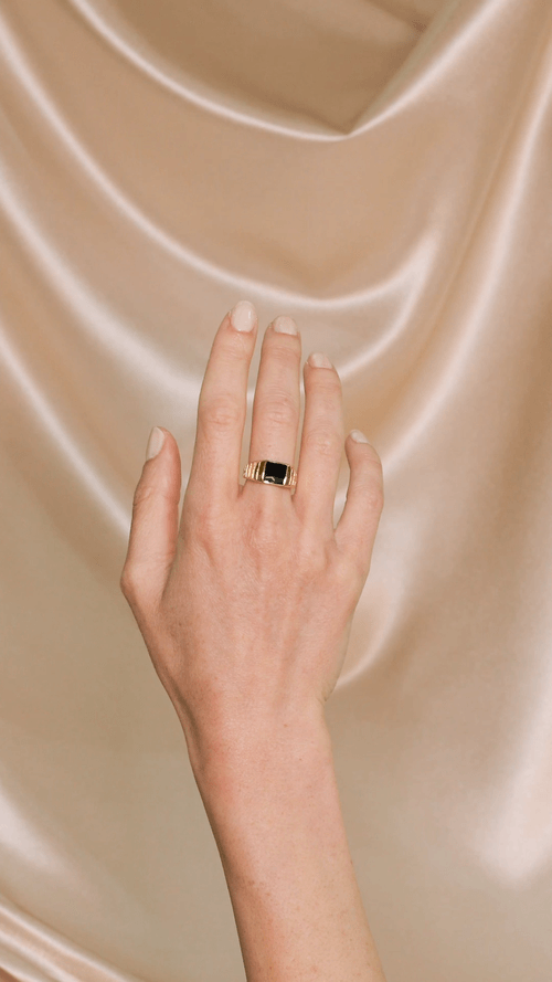 Black Enamel Signet Ring- Quill Fine Jewelry