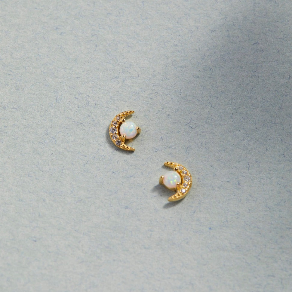 Moon Opal Stud Earrings- Quill Fine Jewelry