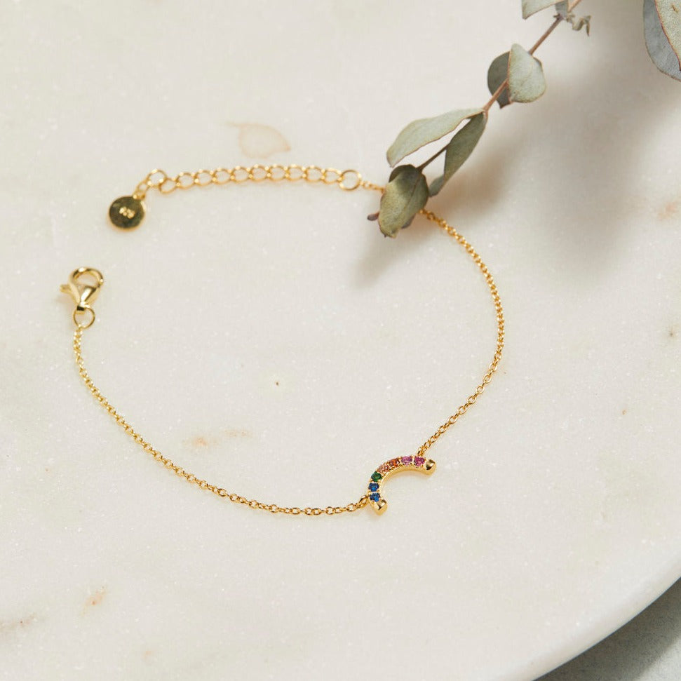 Tiny Rainbow 14k Gold Vermeil Bracelet- Quill Fine Jewelry