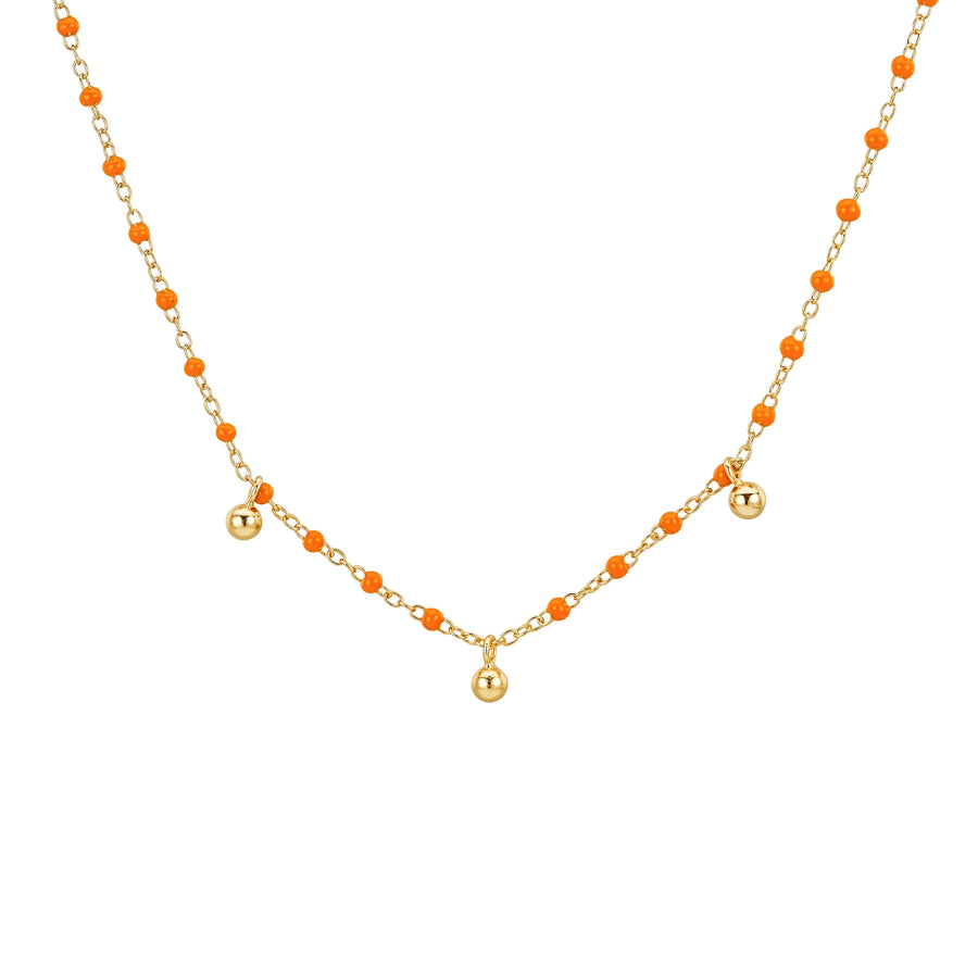 Zola Beaded Station Gold Charm Necklace- Quill Fine Jewelry
