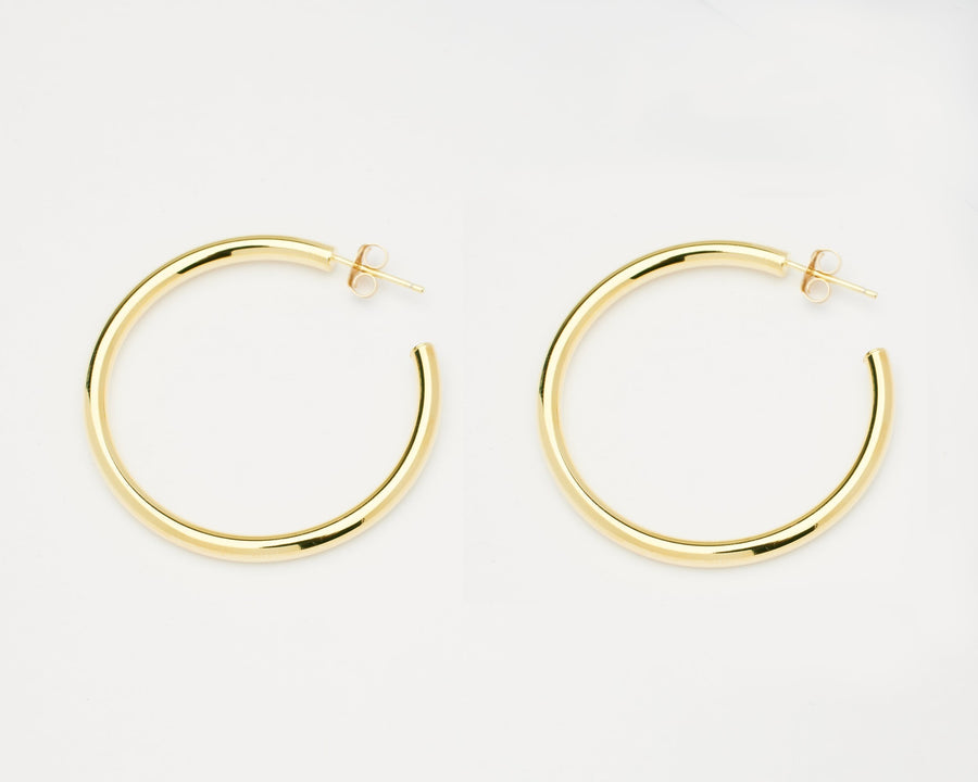 Amor Gold Hoop Post Earrings- Quill Fine Jewelry 