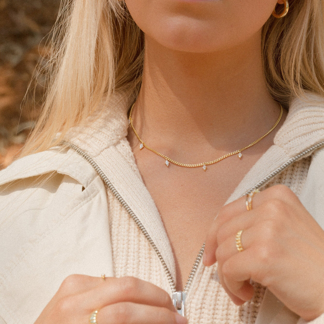 Bree Marquise Station Gold Chain Necklace- Quill Fine Jewelry