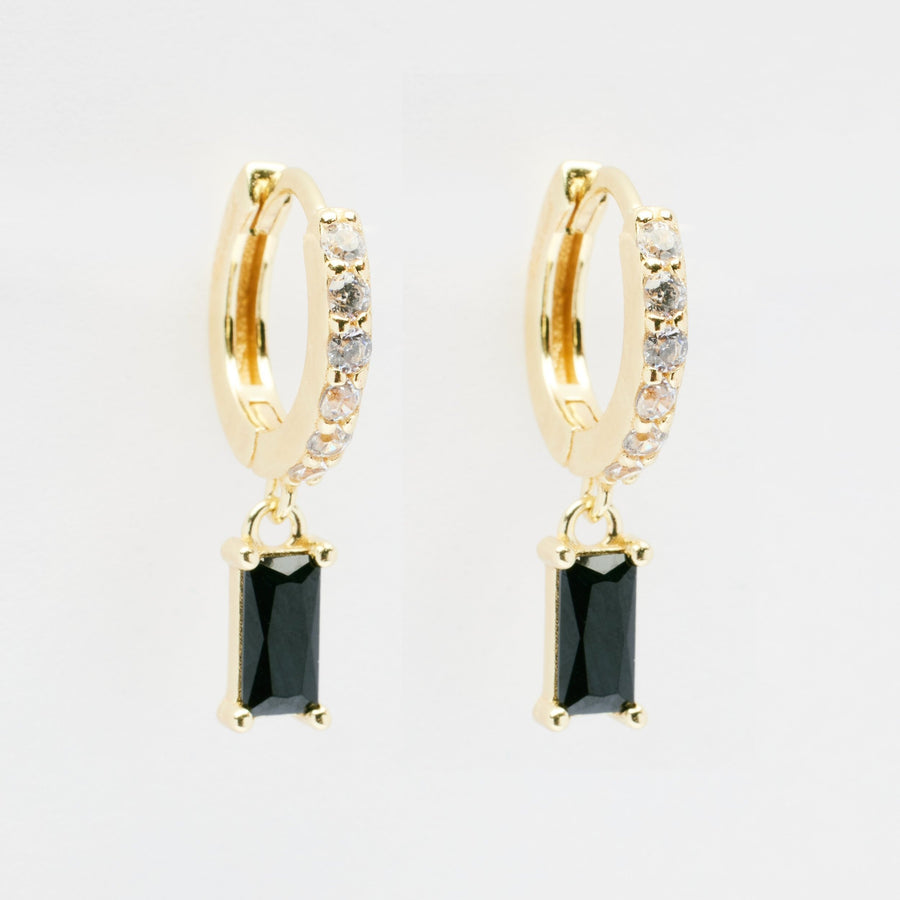 Carrie Gold Drop Baguette Huggie Earrings- Quill Fine Jewelry