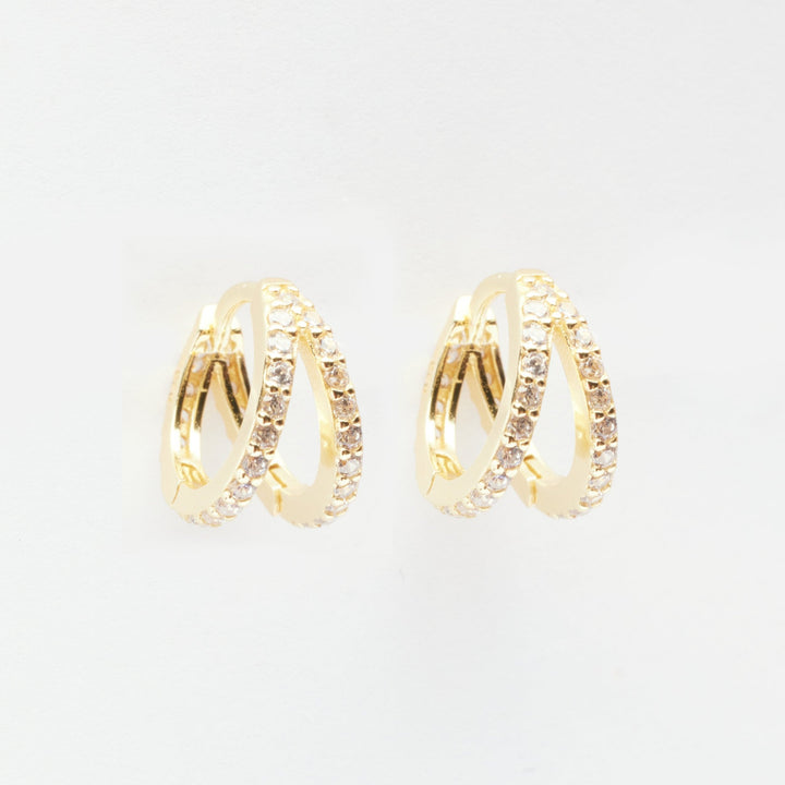Gal Gold Double Hoop Huggie Earrings- Quill Fine Jewelry