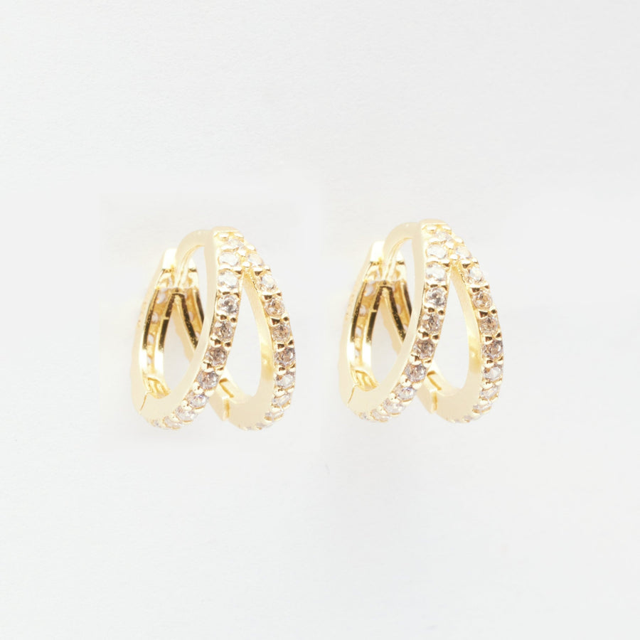 Gal Gold Double Hoop Huggie Earrings- Quill Fine Jewelry