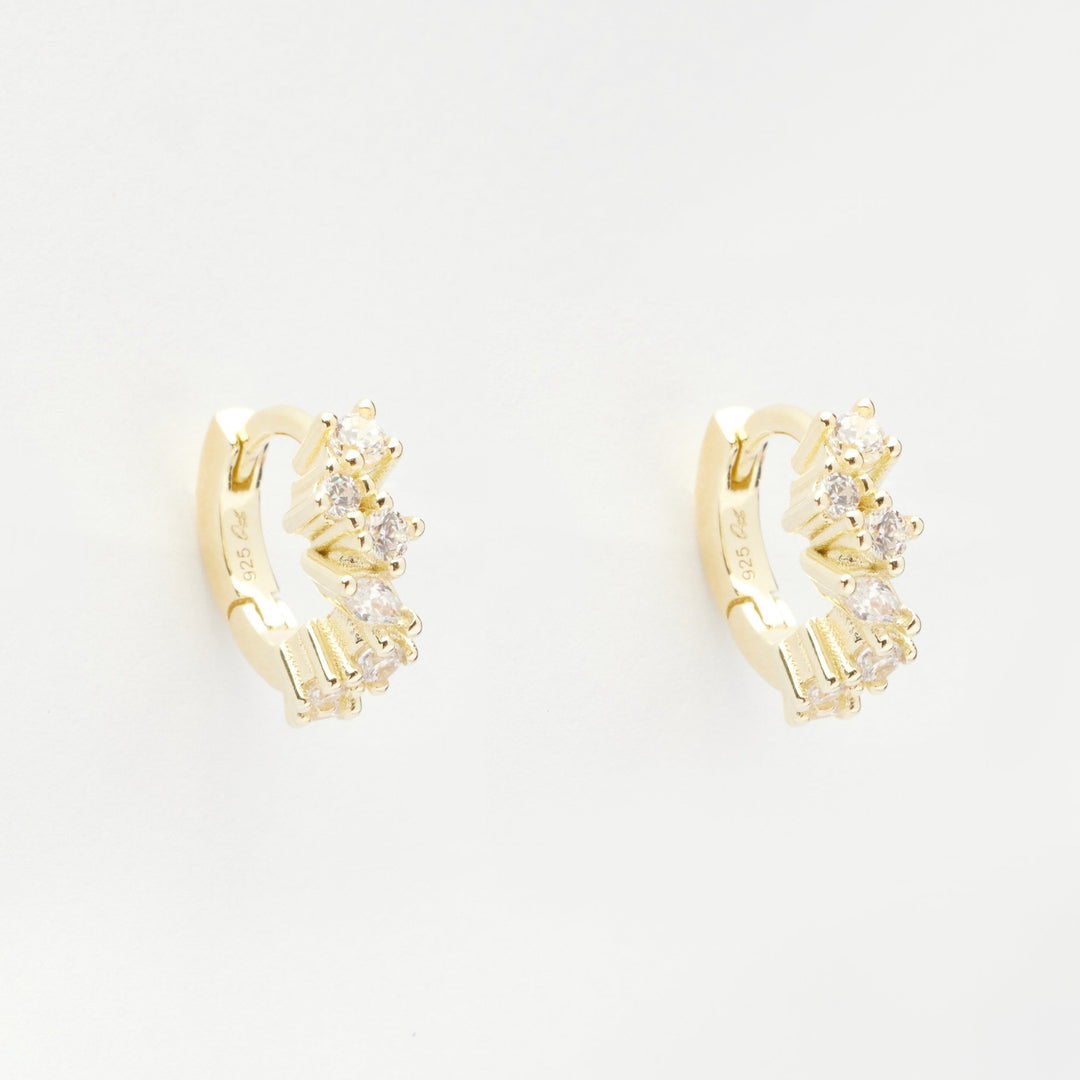 Heather Gold Stone Cluster Huggie Earrings- Quill Fine Jewelry 