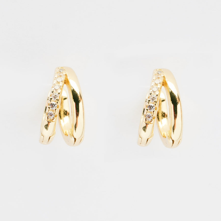 Liana Gold Double Hoop Huggie Earrings- Quill Fine Jewelry