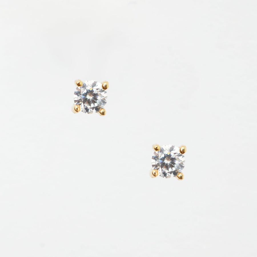 Nori Tiny Prong CZ 14k Solid Gold Stud Earrings- Quill Fine Jewelry