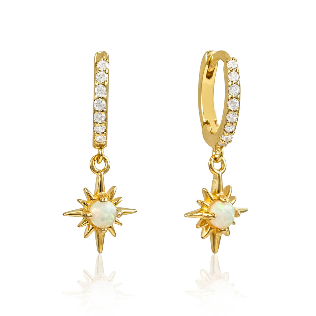 Savannah Opal Starburst Charm Huggie Earrings- Quill Fine Jewelry