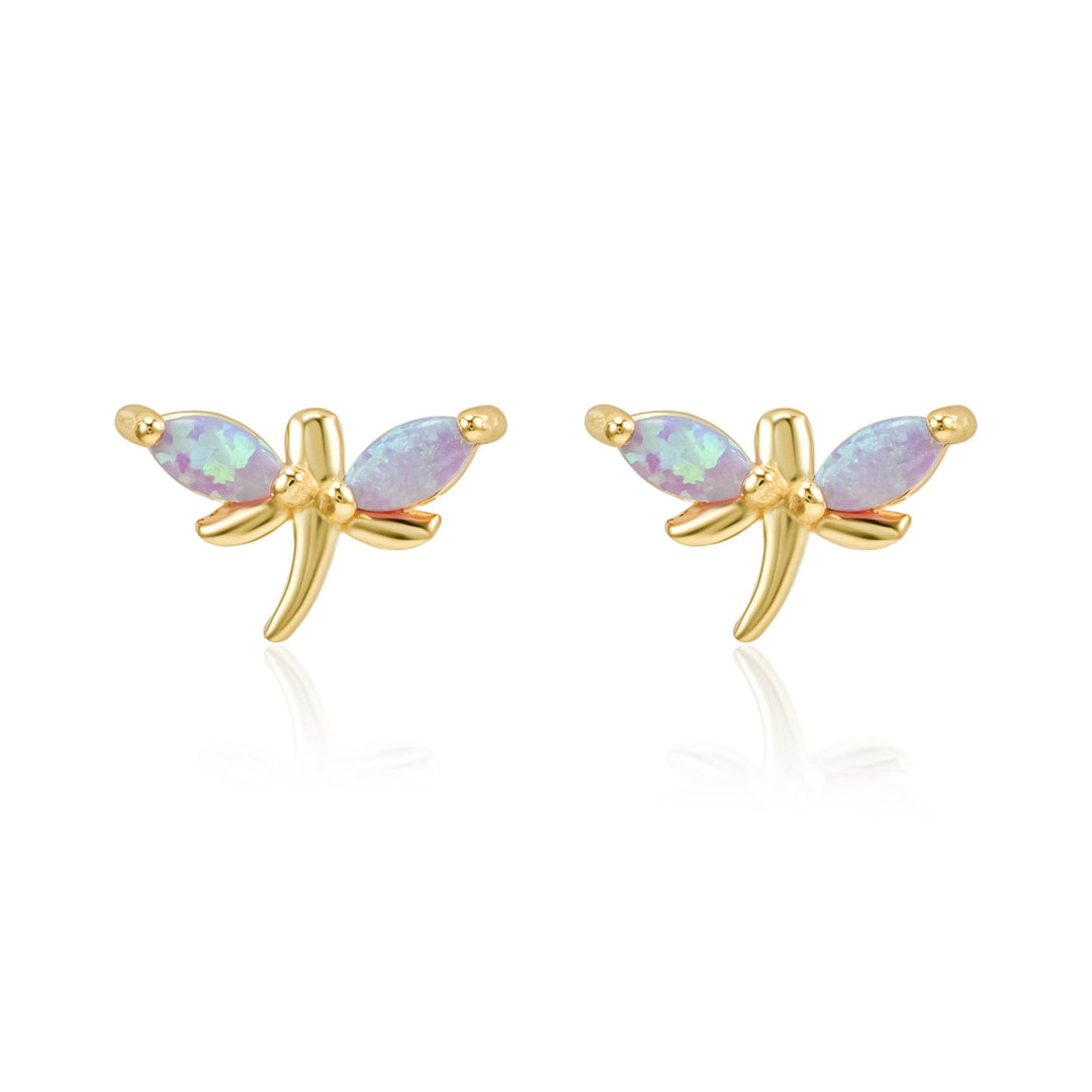 Violet Dragonfly Opal Stud Earrings- Quill Fine Jewelry