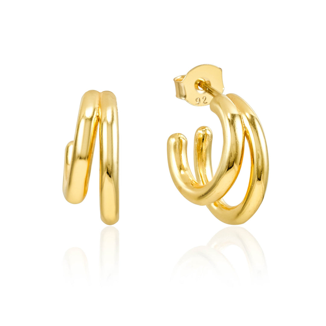 -Meghan Double Hoop Gold Post Earring- Quill Fine Jewelry