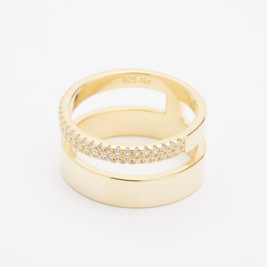 Naomi CZ Double Band Gold Ring- Quill Fine Jewelry