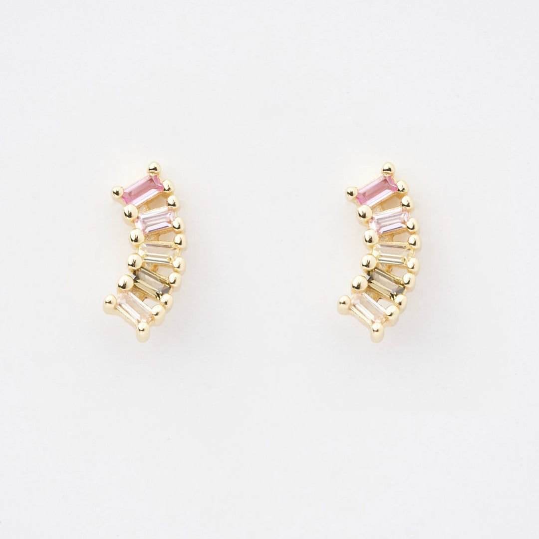 Iris Baguette Gemstone Stud Earrings- Quill Fine Jewelry