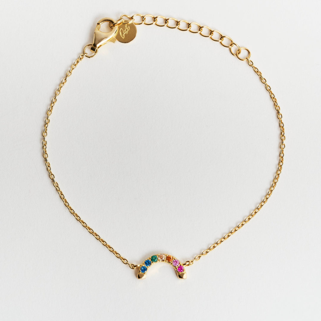 Tiny Rainbow 14k Gold Vermeil Bracelet- Quill Fine Jewelry