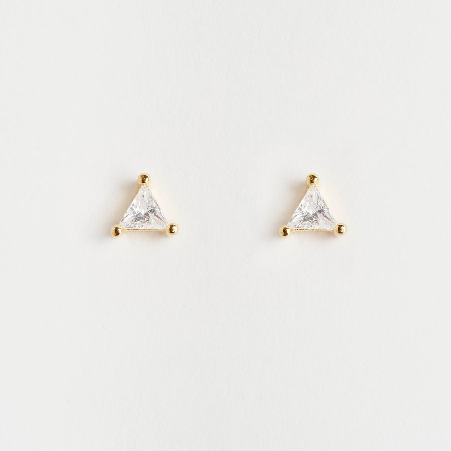 Triangle Solitaire Gold Stud Earrings- Quill Fine Jewelry