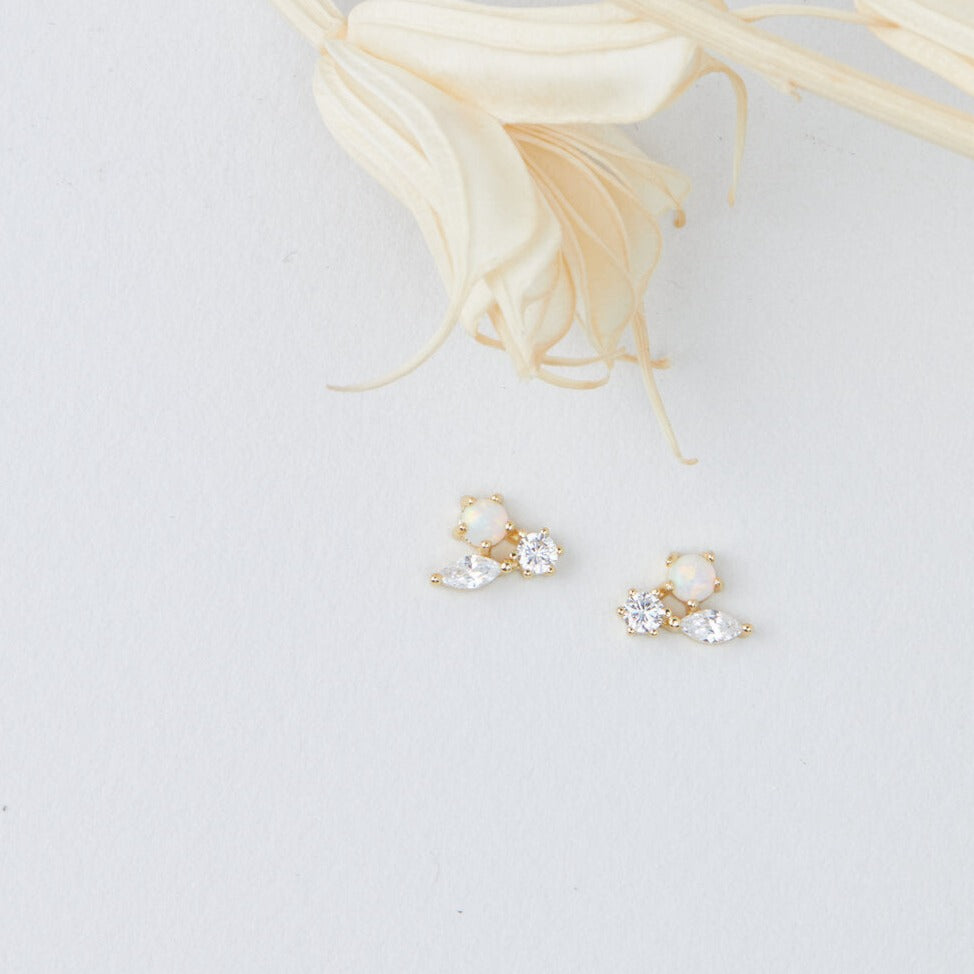 Trio Cluster Opal Stud Earrings- Quill Fine Jewelry